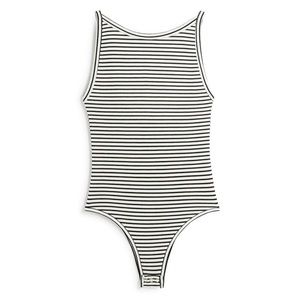 Black and White Striped Tank Bodysuit